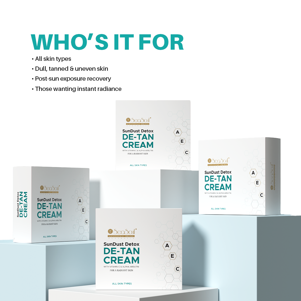 Seasoul SunDust Detox De-Tan Cream with Vitamin C & Alpha Arbutin | For Radiant, Even-Toned Skin (Pack 6)