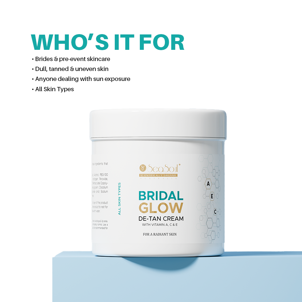 Seasoul Bridal Glow De-Tan Cream | For Instant Radiance & Even Skin Tone | With Vitamin C, Retinol & Skin Brightening Actives (500gm)