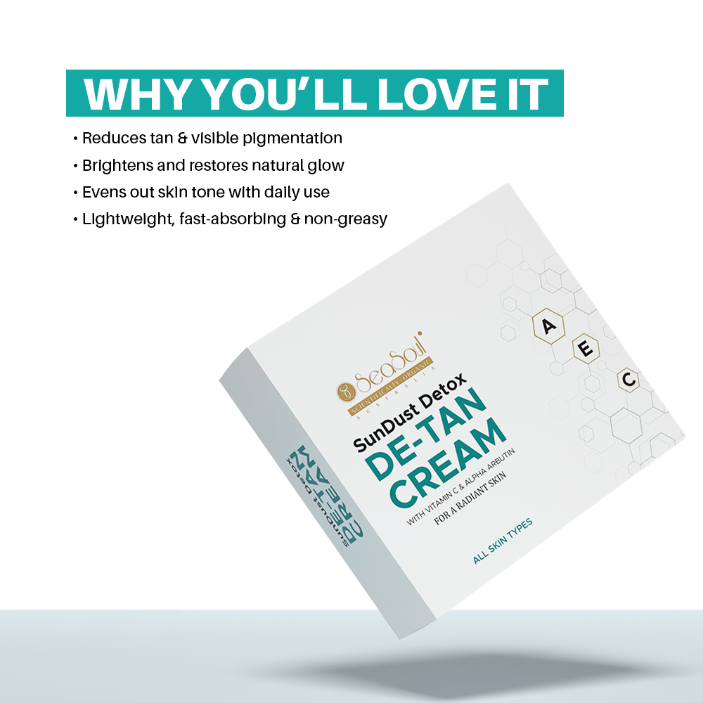 Seasoul SunDust Detox De-Tan Cream with Vitamin C & Alpha Arbutin | For Radiant, Even-Toned Skin (Pack 6)