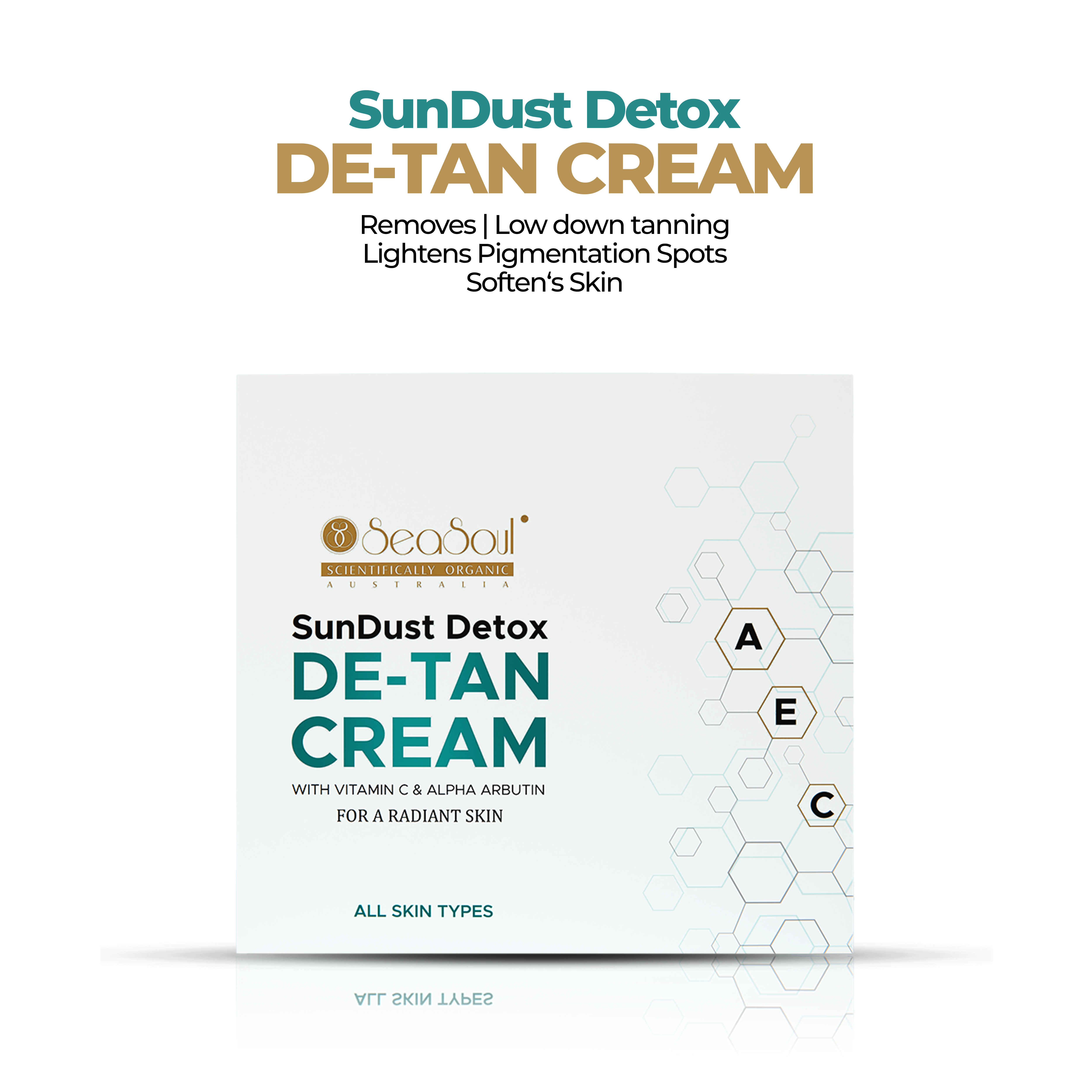 Seasoul SunDust Detox De-Tan Cream with Vitamin C & Alpha Arbutin | For Radiant, Even-Toned Skin (Pack 5)