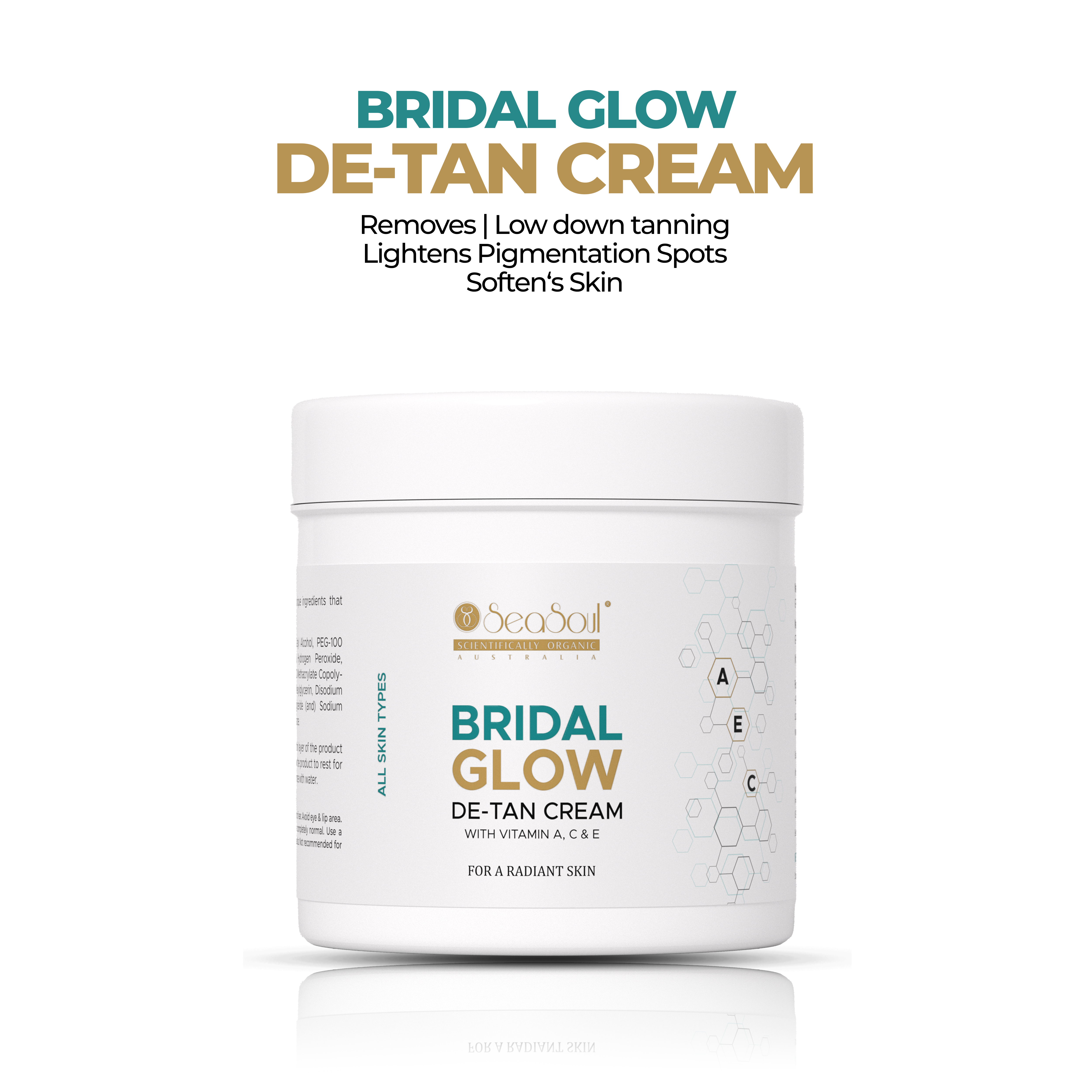 Seasoul Bridal Glow De-Tan Cream | For Instant Radiance & Even Skin Tone | With Vitamin C, Retinol & Skin Brightening Actives (500gm)