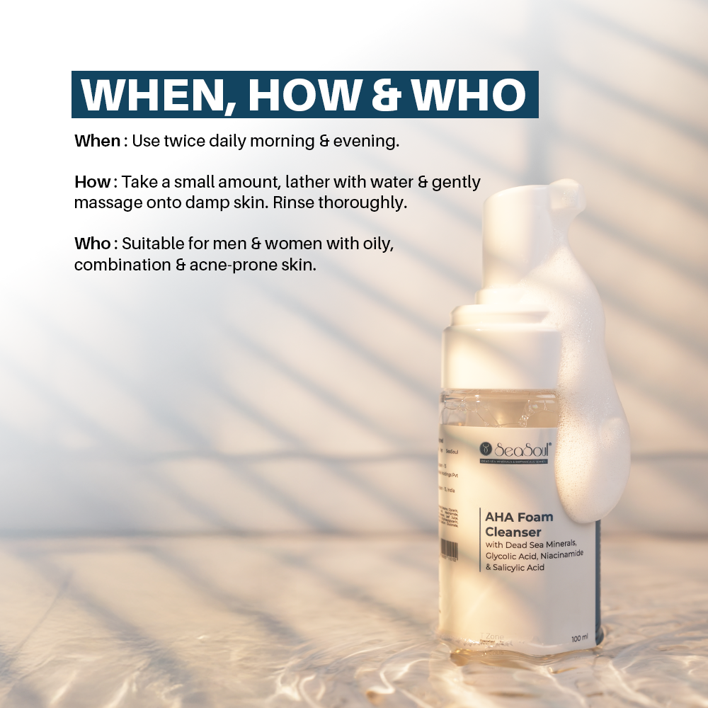 Seasoul AHA Foam Cleanser With Dead Sea Minerals & Glycolic Acid.