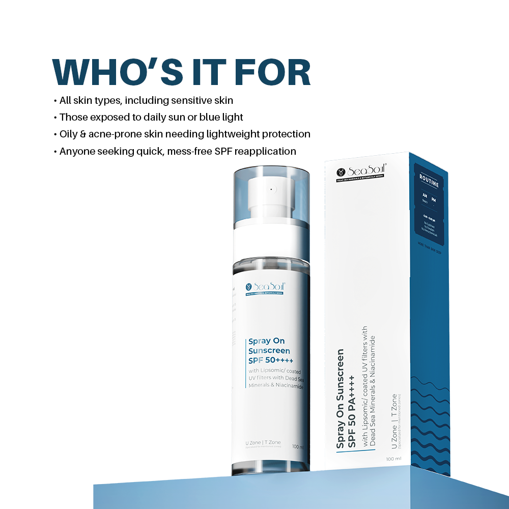 Seasoul Ultra Sheer Body Mist Sunscreen Spray SPF 50 With Dead Sea Minierals & Niacinamide (100g)