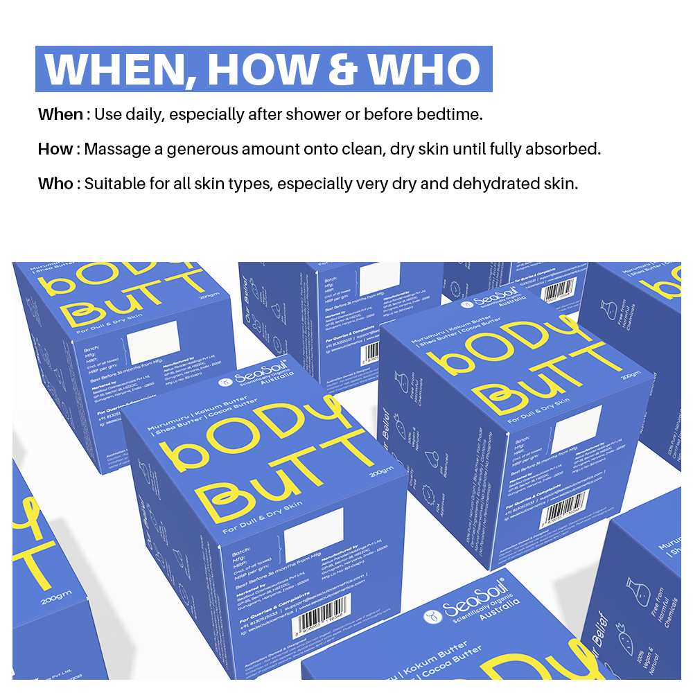 Seasoul Body Butter Skin Moisturizer Cream for Dry Skin - 200g | With Cocoa, Shea, Murumuru & Kokum